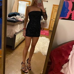 ASOS Black Sparkly One Shoulder Dress
